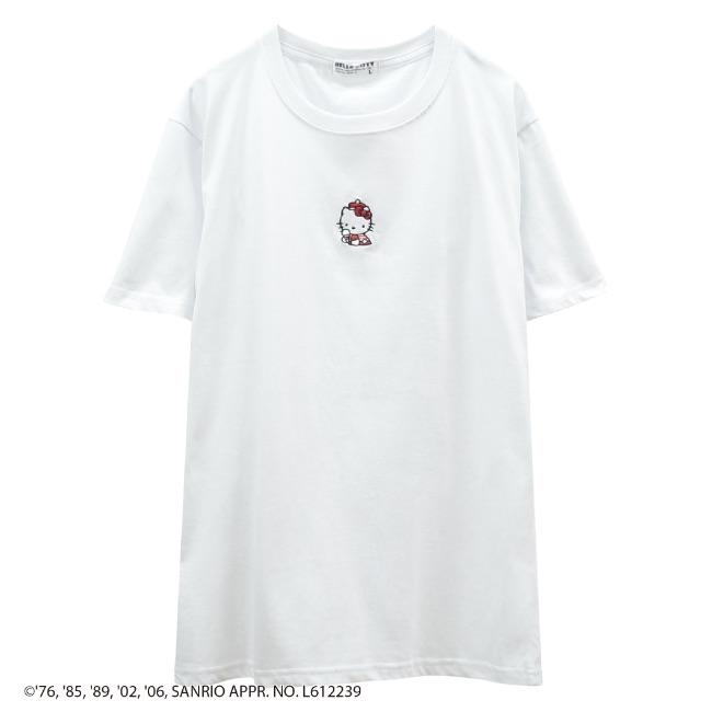 ハローキティ サンリオ 半袖 Tシャツ ワンポイント 刺繍 キャラクターt ホワイト M L Ll 3l 4l Hk1102 409so Charabasket 通販 Yahoo ショッピング