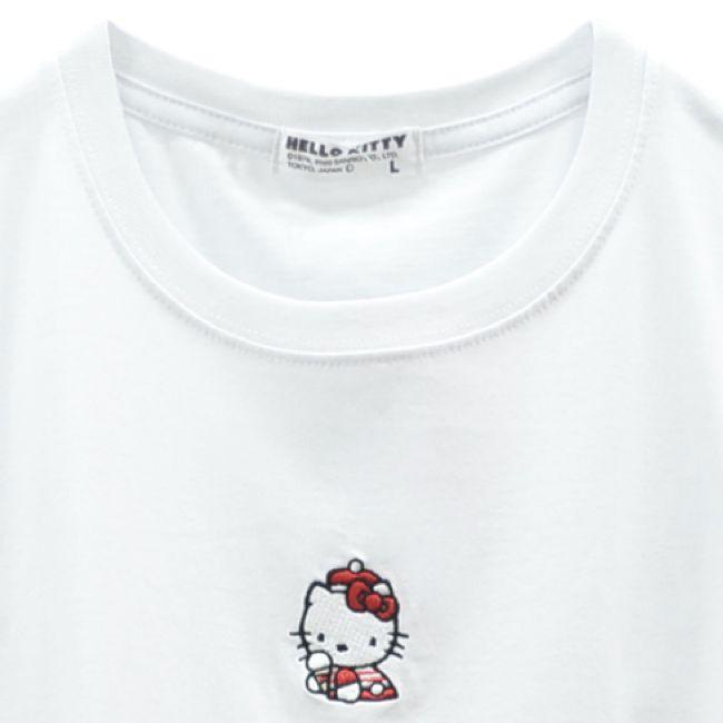 ハローキティ サンリオ 半袖 Tシャツ ワンポイント 刺繍 キャラクターT