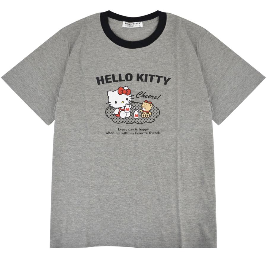 ハローキティ Tシャツ 半袖 プリント トップス リンガーネック