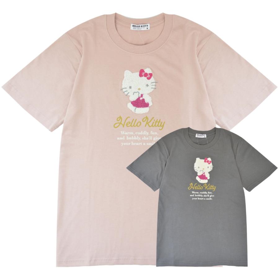 ハローキティ Tシャツ 半袖 刺繍 プリント トップス サガラ刺繍