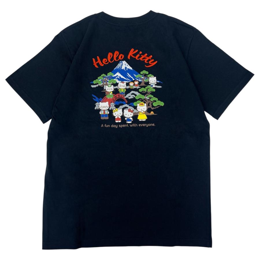 ハローキティ 和柄 半袖 Tシャツ バックプリント 天竺 メンズ