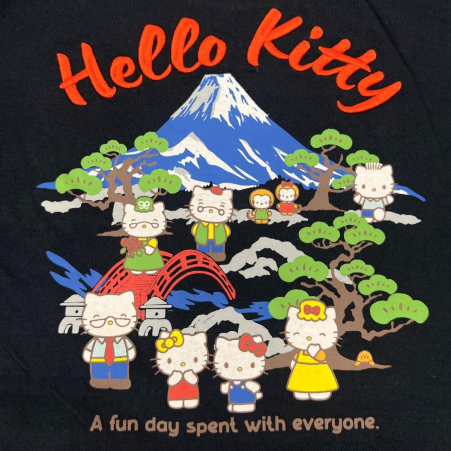 ハローキティ 和柄 半袖 Tシャツ バックプリント 天竺 メンズ