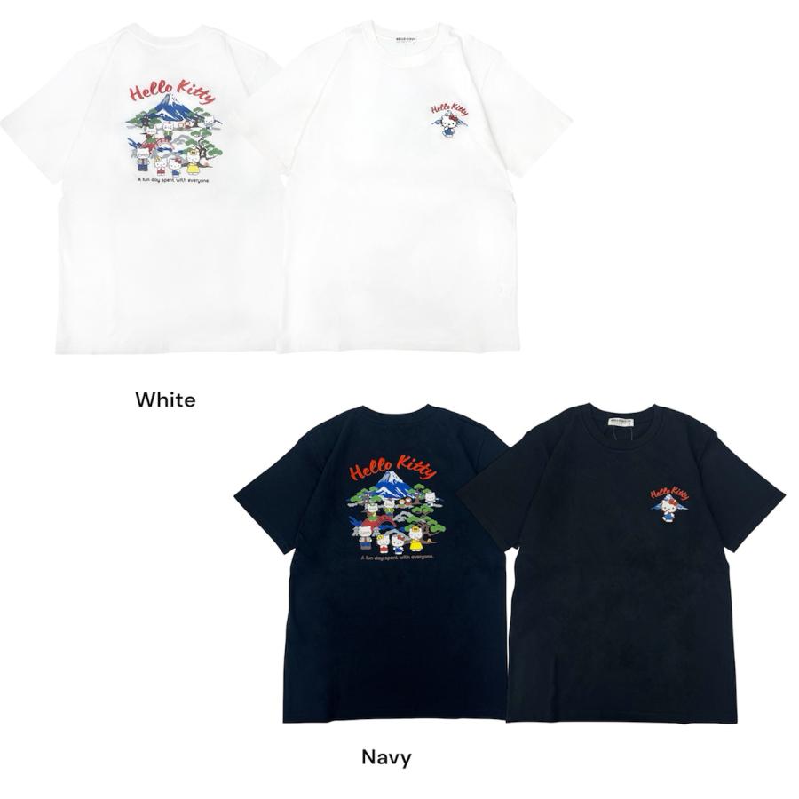 ハローキティ 和風デザイン Tシャツセット ハローキティ 和柄 半袖 Tシャツ バックプリント 天竺 メンズ