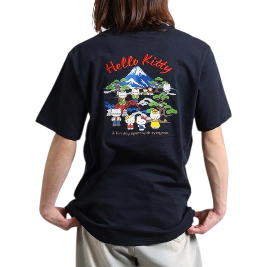ハローキティ 和風デザイン Tシャツセット ハローキティ 和柄 半袖 Tシャツ バックプリント 天竺 メンズ