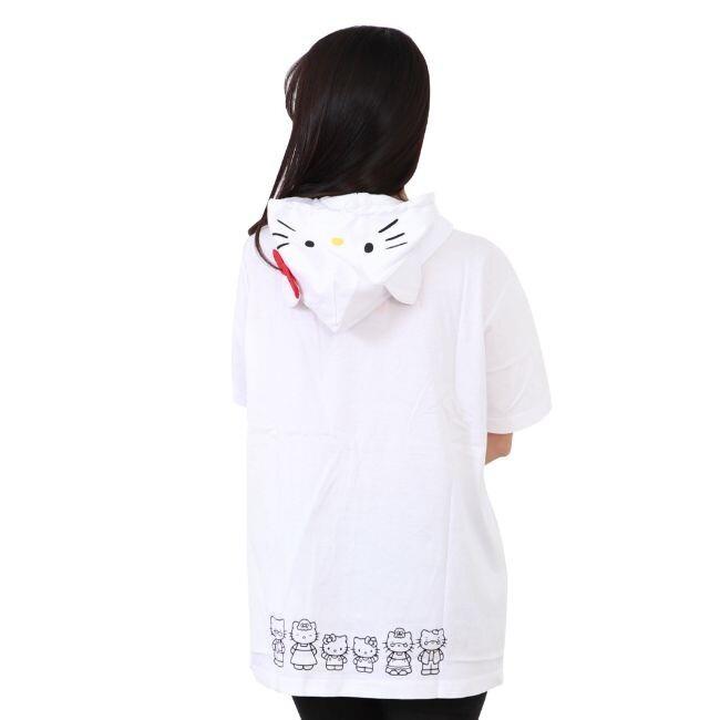 サンリオ ハローキティ Hellokitty 半袖 Tシャツ レディース M L Llサイズ パーカー レディース メンズ 兼用 キャラクター 着ぐるみ 耳付き Hk1302 51so Charabasket 通販 Yahoo ショッピング
