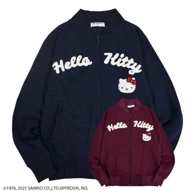 アプワイザーリッシェ×ハローキティ　半袖ニットジャケット　黒　タグ付き新品 ハローキティ サガラ刺繍 ジャケット レディース M L ワイン