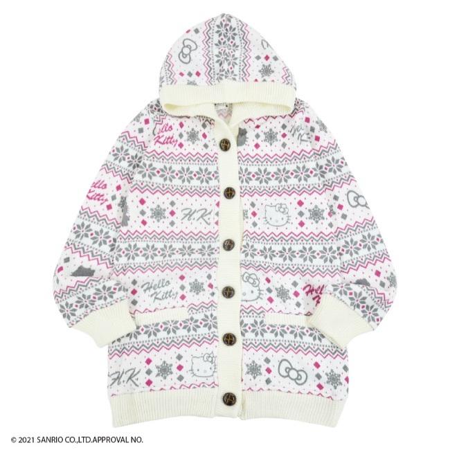 ハローキティ ハローキティ カーディガン ロング フード付き 冬