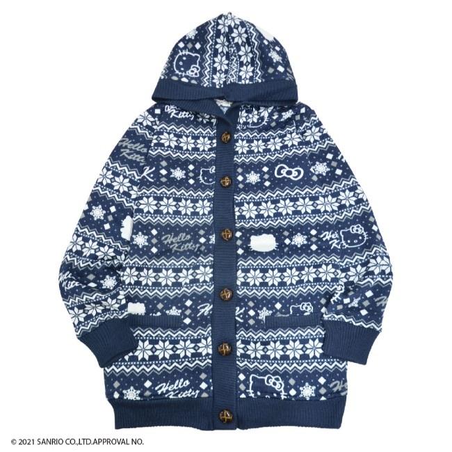 冬季限定キティ ハローキティ ハローキティ カーディガン ロング フード付き 冬