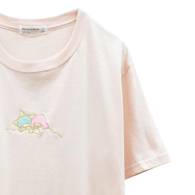 リトルツインスターズ キキとララ 半袖 Tシャツ ワンポイント 刺繍