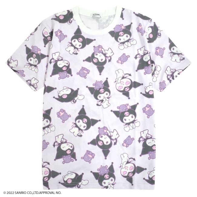 クロミ　新品　【サンリオ】　Ｌ　クロミちゃん　パープル　総柄Ｔシャツ sanrio（サンリオ） クロミ 総柄 Tシャツ 半袖 メンズ M L LL