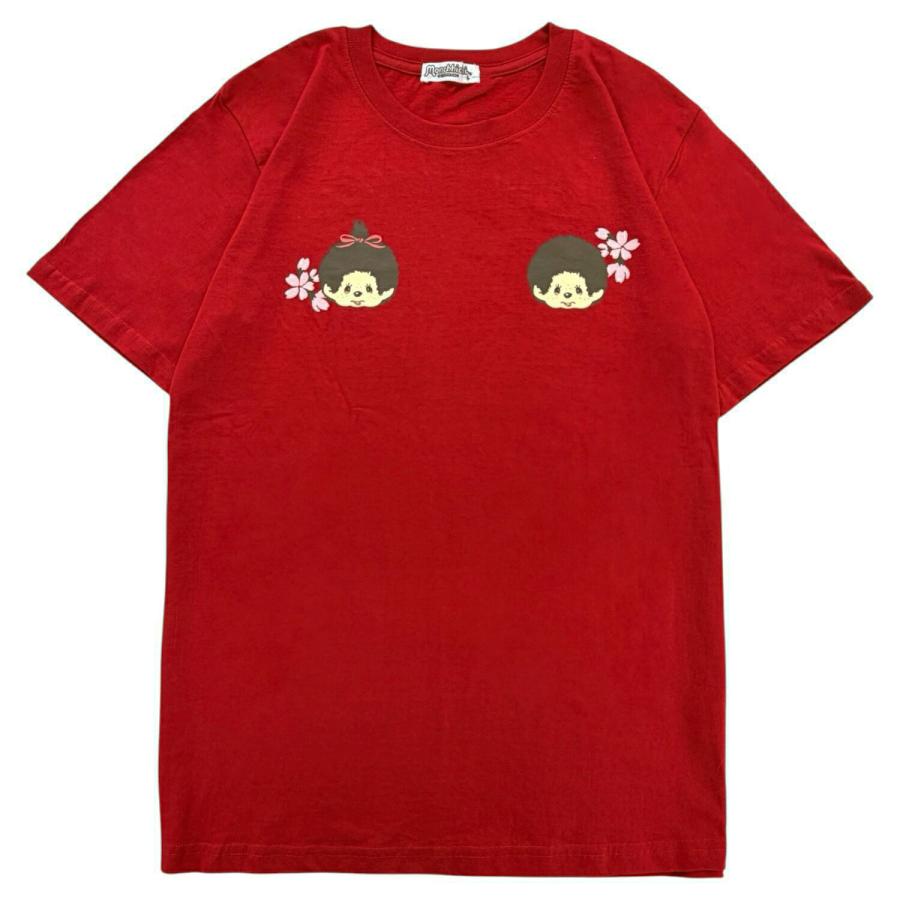 モンチッチ 半袖 Tシャツ 和柄 刺繍 バックプリント トップス 天竺 綿