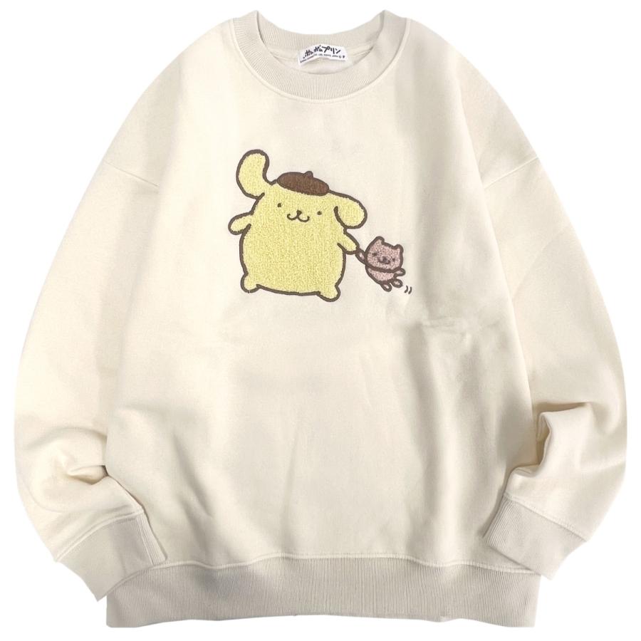 ポムポムプリン サガラ刺繍 裏起毛ビッグシルエット トレーナー