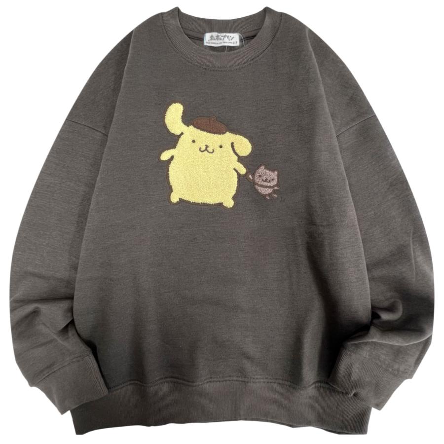 ポムポムプリン サガラ刺繍 裏起毛ビッグシルエット トレーナー