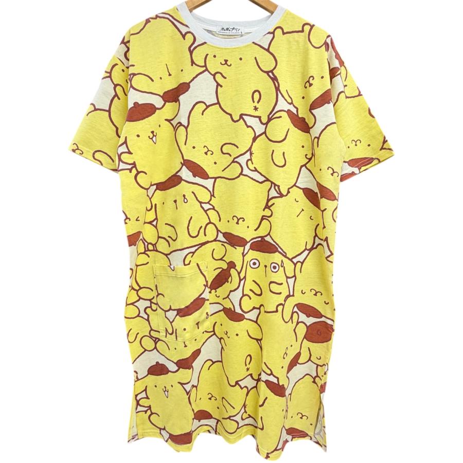 ポムポムプリン 半袖 スーパービッグ Tシャツ 総柄 プリント トップス