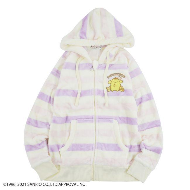 ポムポムプリン ポムポムプリン フリース パーカー 長袖 フード付き 秋
