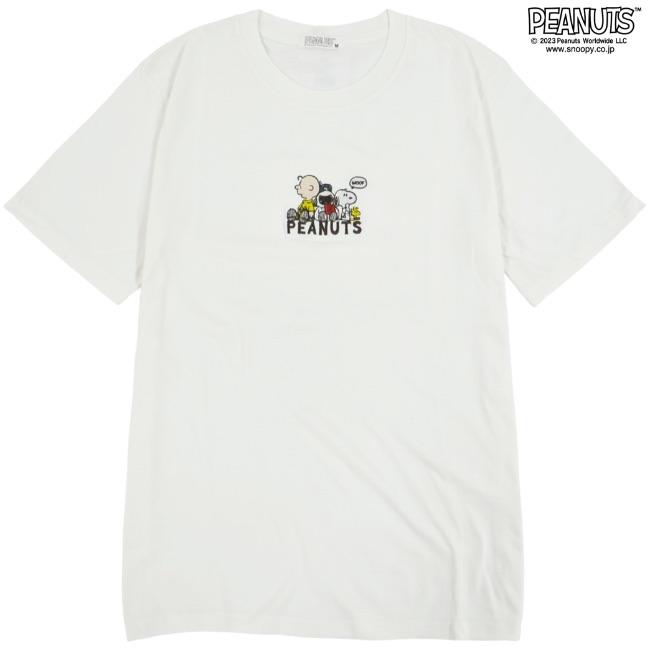 スヌーピー チャーリーブラウン Tシャツ(M) ホワイト アパレル 日本製 SNOOPY SNOOPY（スヌーピー） オラフ チャーリーブラウン Tシャツ 半袖 刺繍