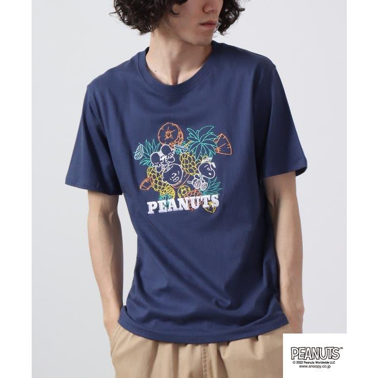 SNOOPY（スヌーピー） Tシャツ トップス 半袖 線画 刺繍 フルーツ