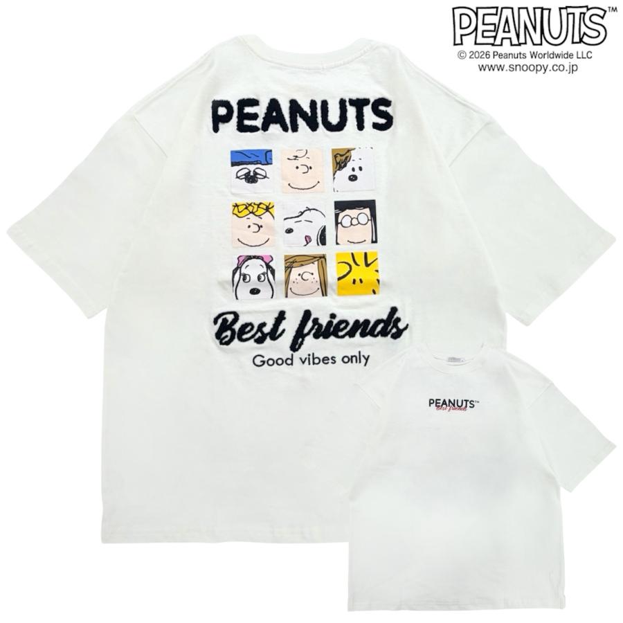SNOOPY（スヌーピー） 半袖 Tシャツ フレンズ柄 サガラ刺繍 バック