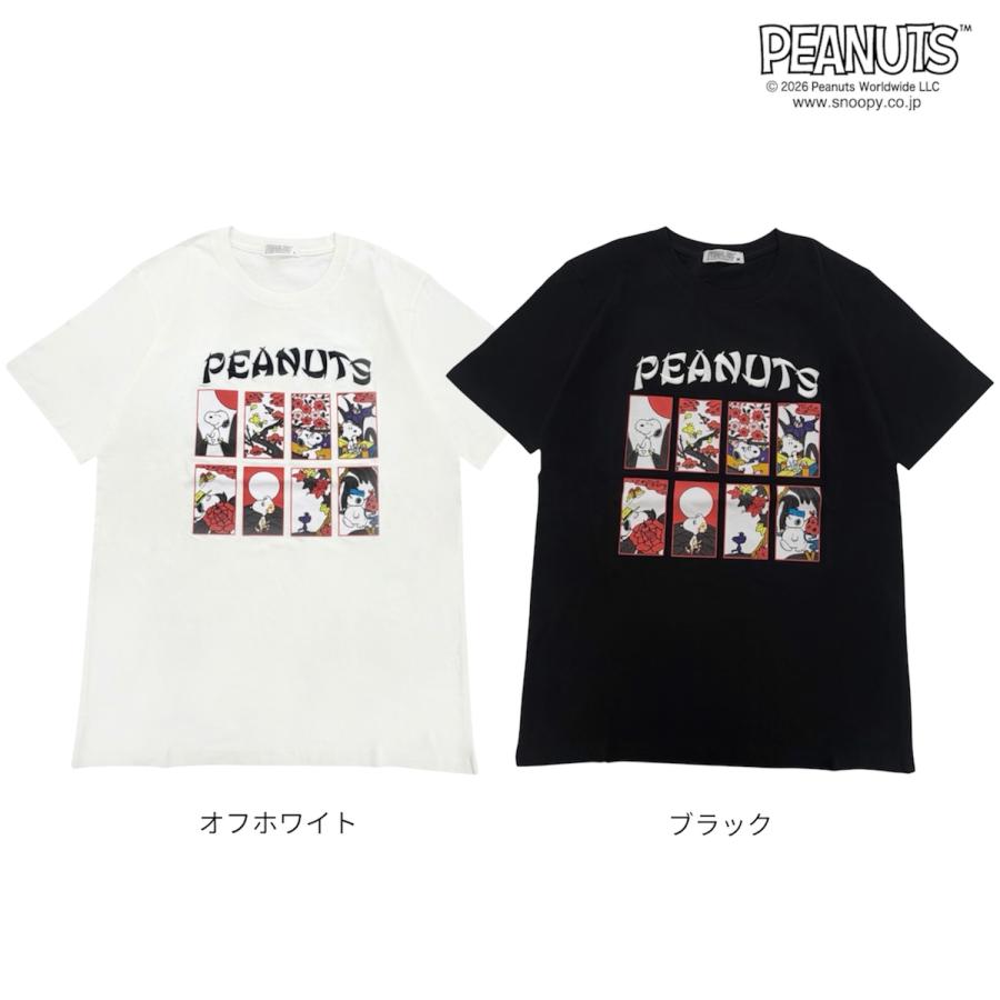SNOOPY（スヌーピー） 花札柄 半袖 Tシャツ プリント 天竺 ロゴ刺繍