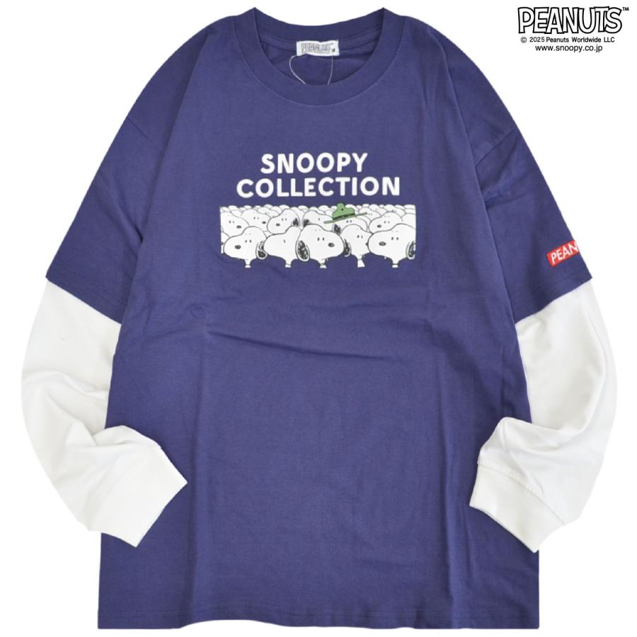 SNOOPY（スヌーピー） 袖切替 長袖 Tシャツ トップス レイヤード 秋