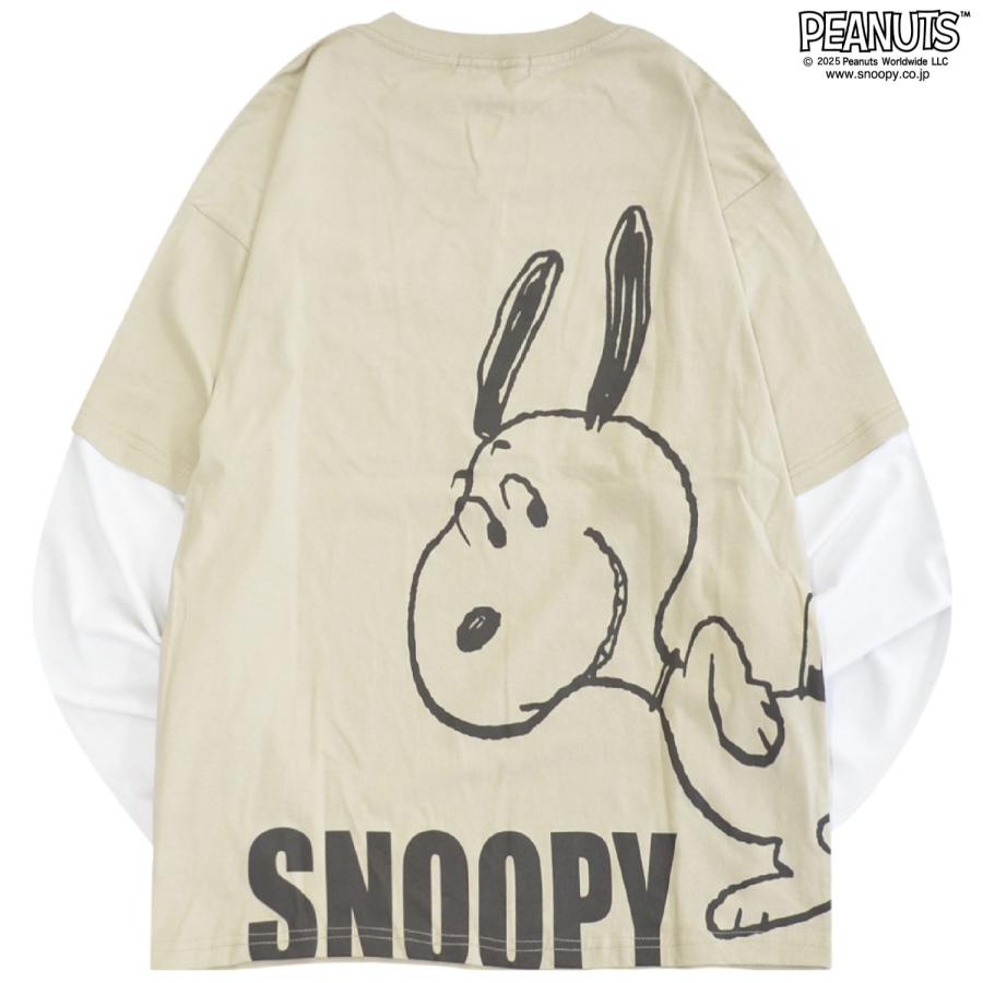 SNOOPY（スヌーピー） 袖切替 長袖 Tシャツ トップス レイヤード 秋