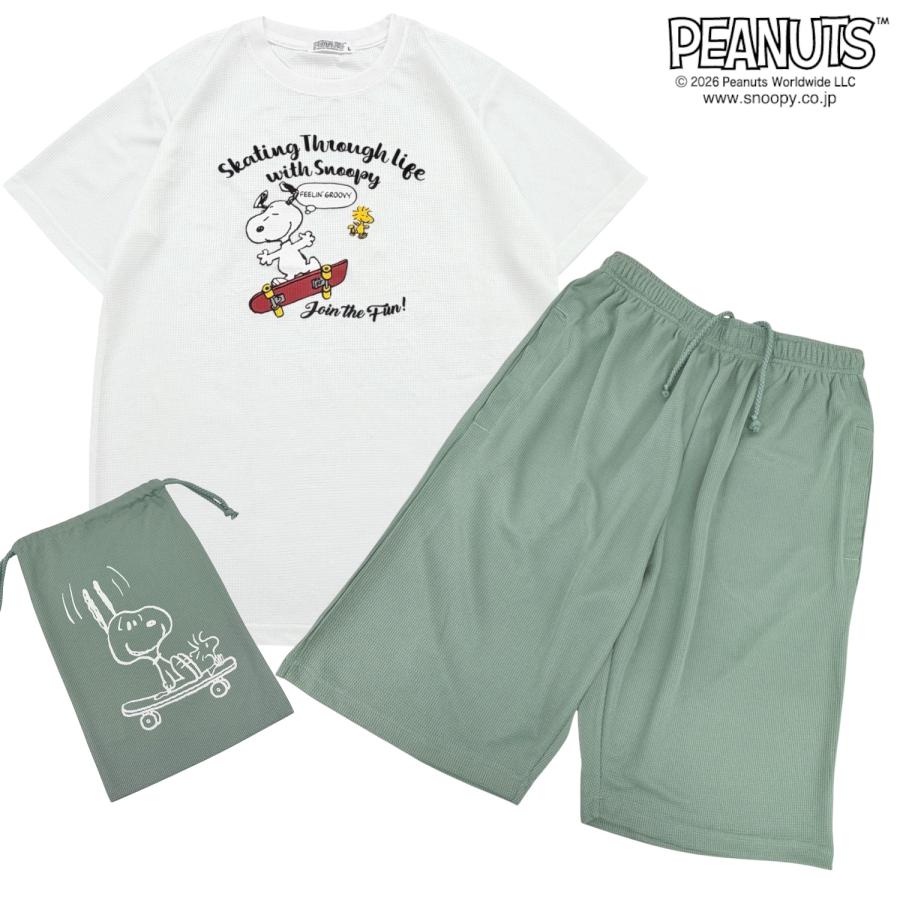 SNOOPY（スヌーピー） セットアップ ドライワッフル プリント 半袖 T