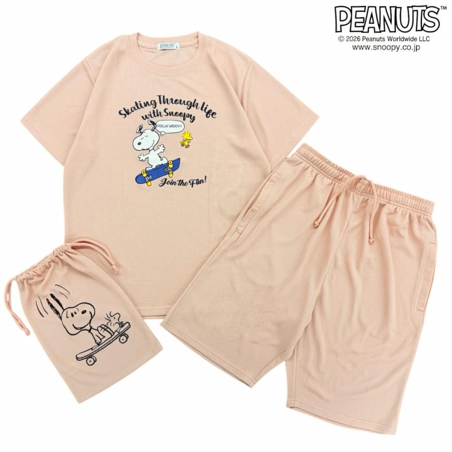 SNOOPY（スヌーピー） セットアップ ドライワッフル プリント 半袖 T