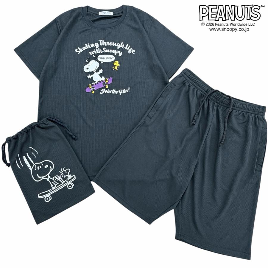 SNOOPY（スヌーピー） セットアップ ドライワッフル プリント 半袖 T