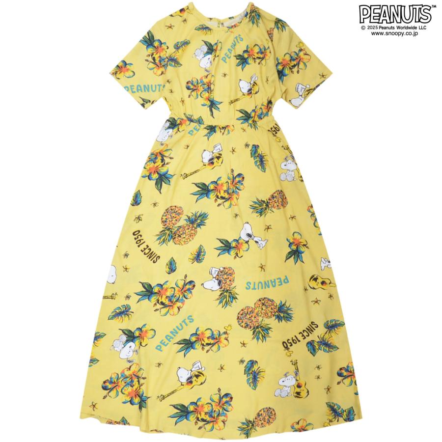SNOOPY（スヌーピー） アロハワンピース ハイビスカス柄 夏 半袖