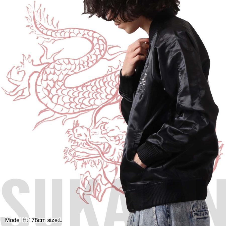 スカジャン 和柄 龍 刺繍 アウター メンズ M L LL : CharaBasket