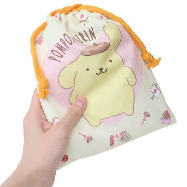 ポムポムプリン きんちゃくポーチ ビッグハート 巾着袋 : キューティー