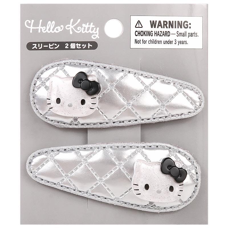 ハローキティ スリーピン 2個セット メタリック キラキラ シルバー