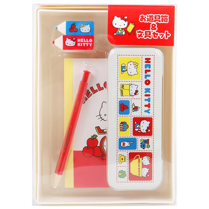 未使用　５点　ハローキティ 文房具 おまとめセット 郵便局限定 ハローキティ」70年代アートがキュート♪ 文房具5アイテムが郵便局の