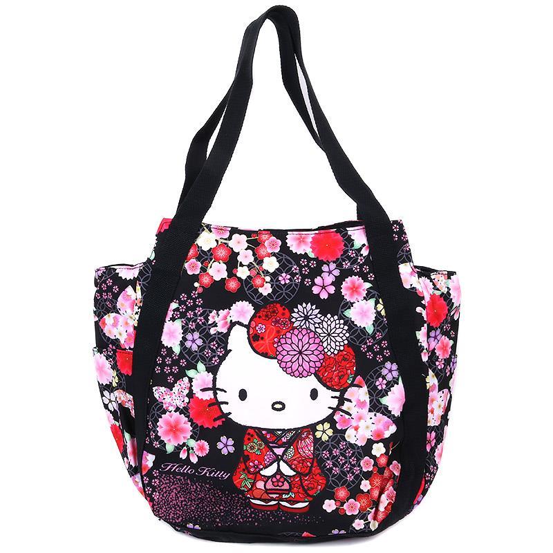 ハローキティ バルーンバッグ トートバッグ 桜蝶 和柄 マザーバッグ