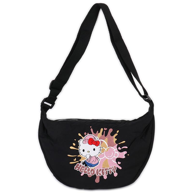 ハローキティ 刺しゅうラウンドショルダーバッグ 軽量ナイロン