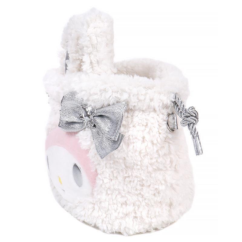 マイメロディ 2WAY 巾着 ショルダーバッグ フェイス形 ふわふわスノー
