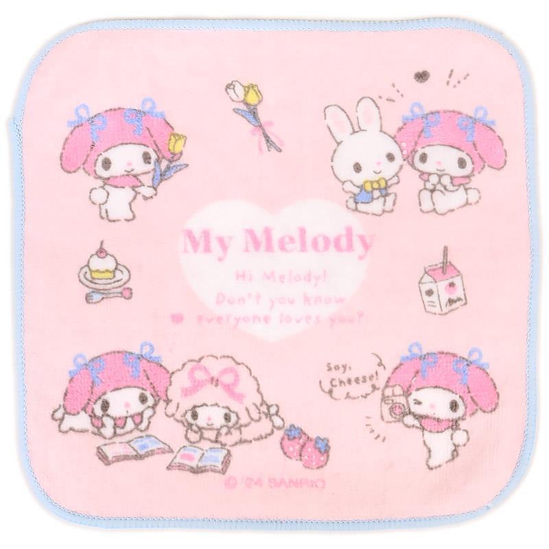 マイメロディ プチタオル4枚セット 抗菌 ハンカチ チェック はな 通園