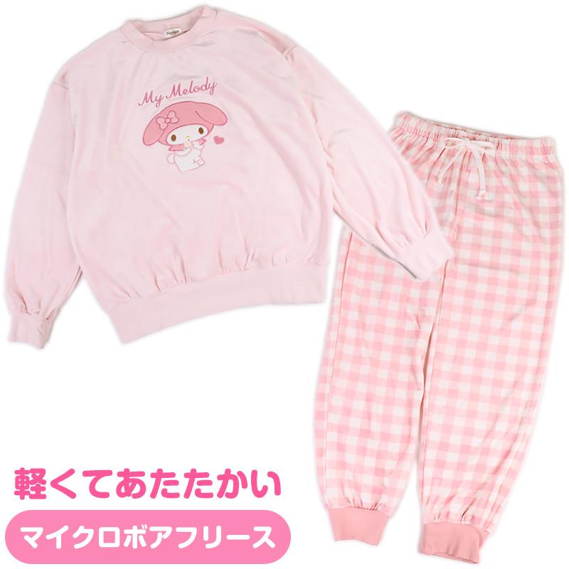 マイメロディ フリースルームウェア 上下セット ナイトウエア あったか