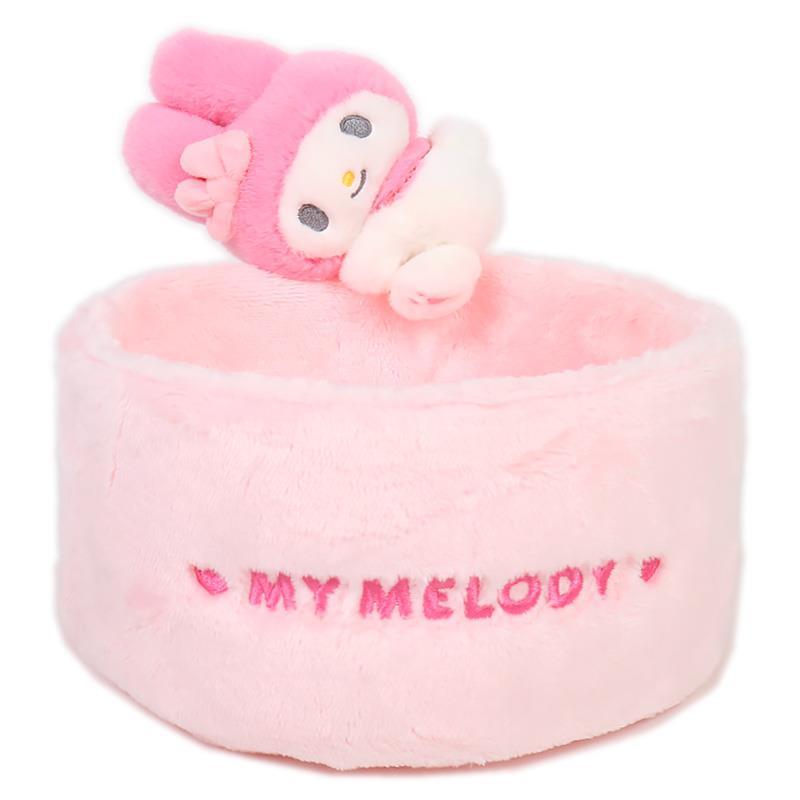 マイメロディ マスコット付き小物入れ 丸形 小物収納かご かわいい