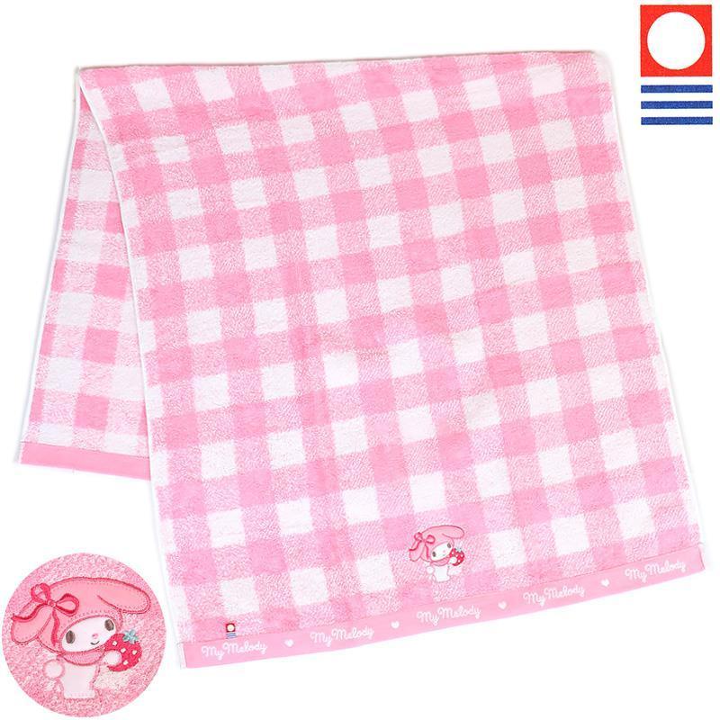 マイメロディ 今治バスタオル 日本製 綿100% いちご チェック サンリオ