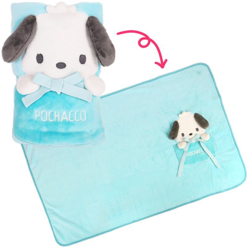 ポチャッコ 2WAYブランケット ひざ掛け ケープ 毛布 あったか