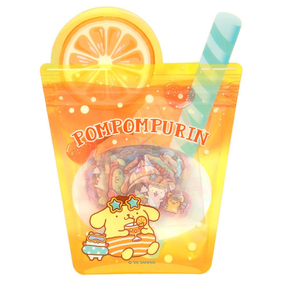 ポムポムプリン 夏シール シールセット ドリンク オーロラホログラム