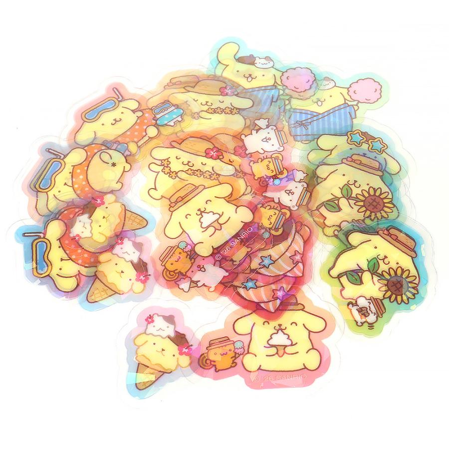 ポムポムプリン 夏シール シールセット ドリンク オーロラホログラム