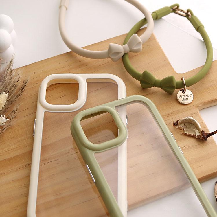 iphone15 ケース リボン ストラップ付き 背面 クリア 透明 iPhone14 pro max plus iPhone13 promax iPhone12 韓国 おしゃれ かわいい 大人可愛い くすみカラー | ZENIX DESIGN TECH | 15