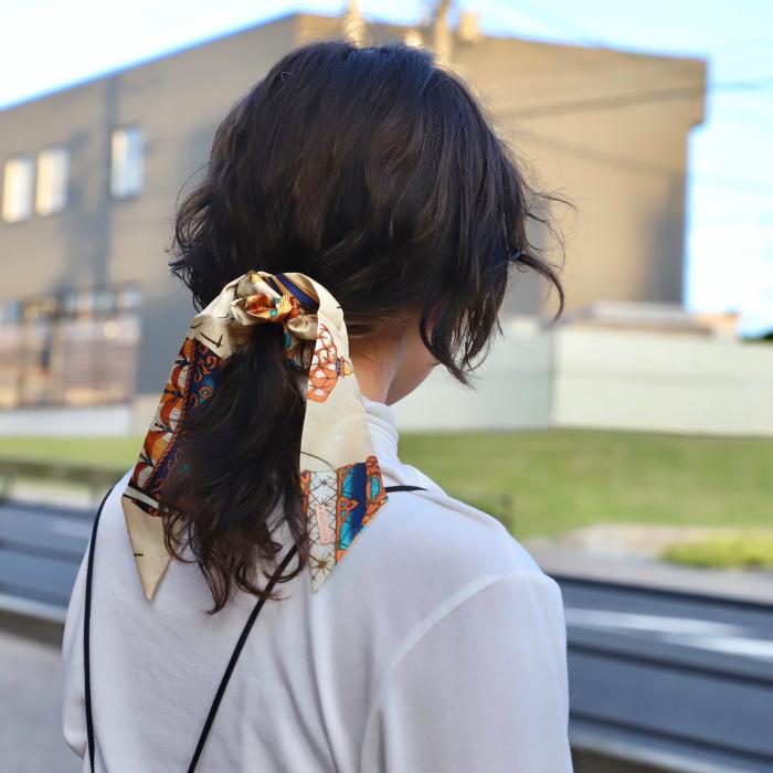 manipuri マニプリ ヘアアクセ リボン シュシュ スカーフ柄