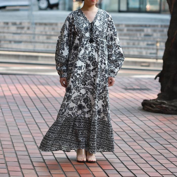 k*i様 限定大幅値下げ⭐︎新品未使用ヌキテパ　長袖花柄ワンピースサラマリカ　ア sara mallika（サラ マリカ） ワンピース ペイズリー フラワー