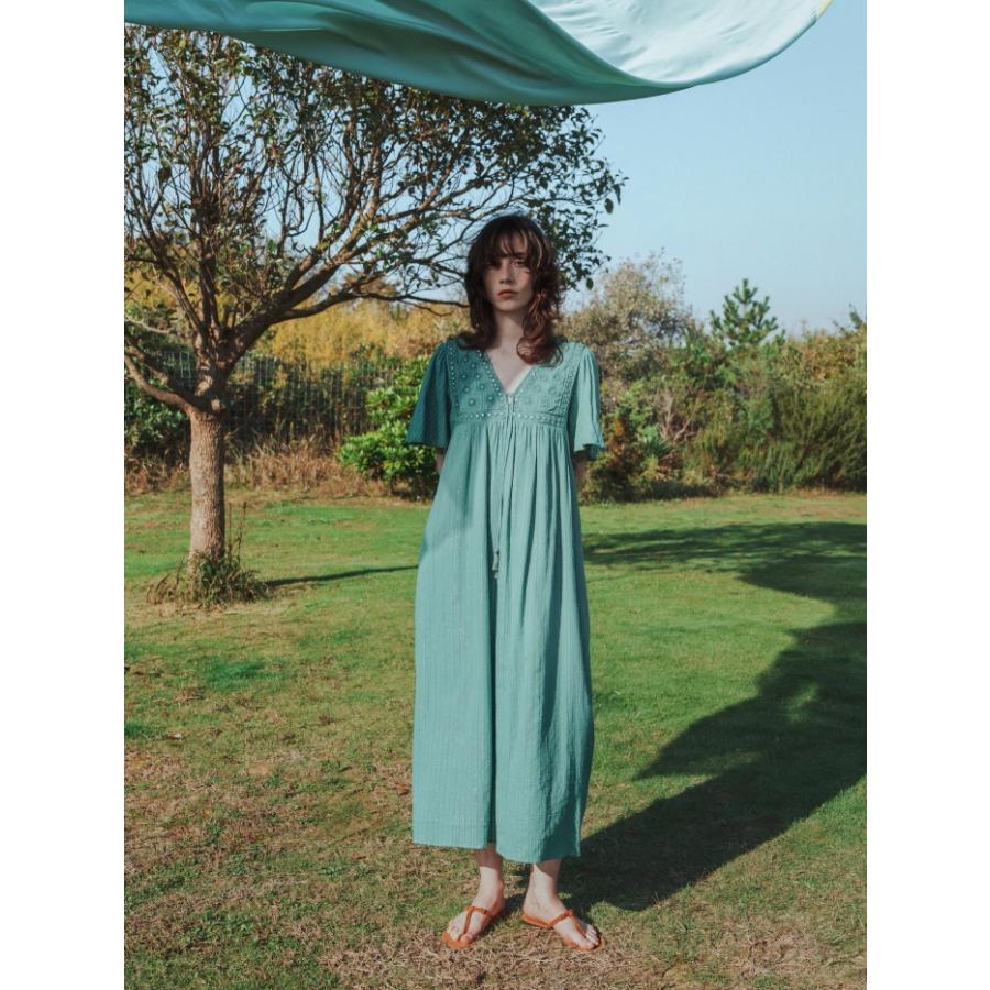 美品 SARA MALLIKA サラマリカ EMBROIDERY DRESS sara mallika（サラ マリカ） コットン ジャカード ミラー 刺繍 ドレス