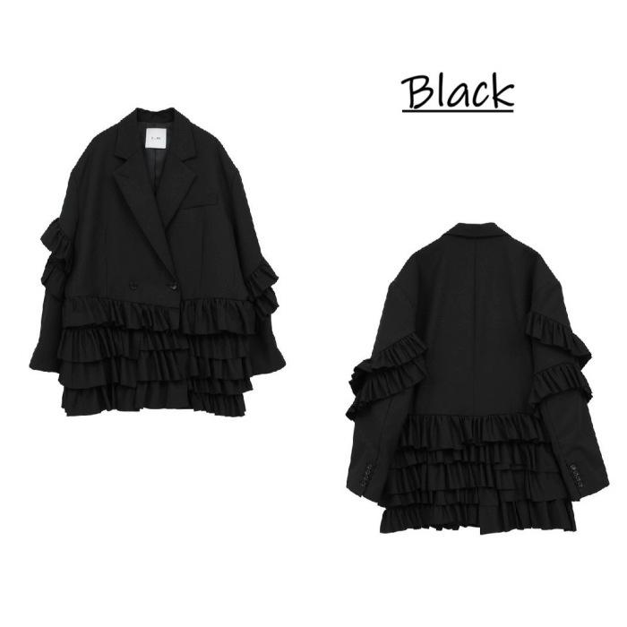 CLANE ブラック テーラードジャケット CLANE（クラネ） 即日発送 正規商品 アウター フリル テーラード
