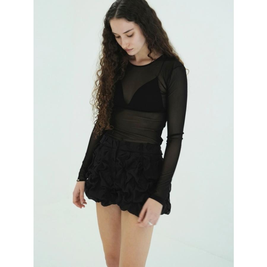 clane シースルートップス黒 CLANE - ラインストーンシアートップス - RHINESTONE SHEER TOPS BLACK