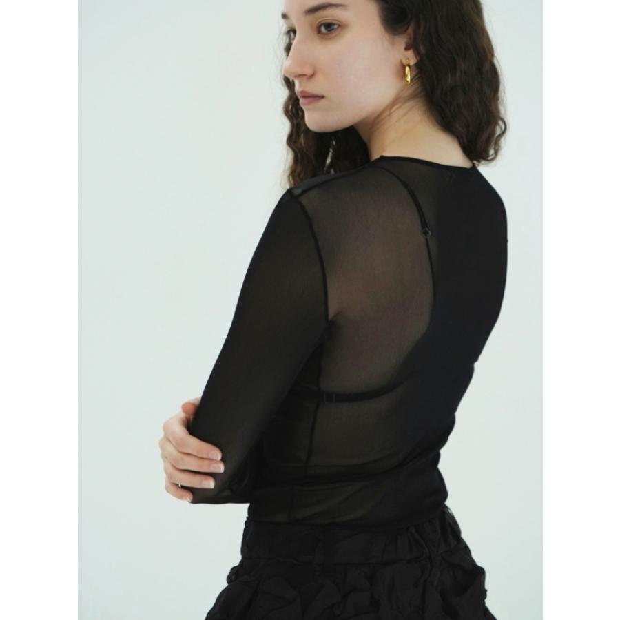 【新品】 本日限定価格！CLANE シアーチュールトップス バルーントップス CLANE - シアー タートル バルーン スリーブ トップス - SHEER TULLE